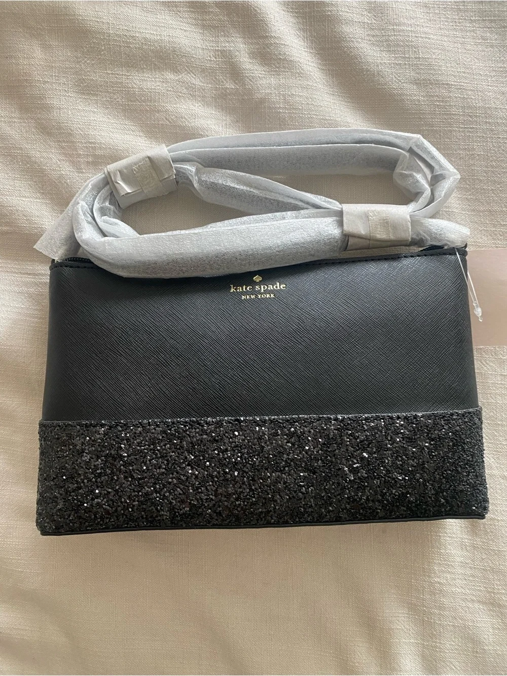 kate spade Black Crossbody with Glitter Bottom Trim